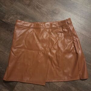 A New Day Women's Mini A-Line Faux Wrap Skirt Brown Size 10